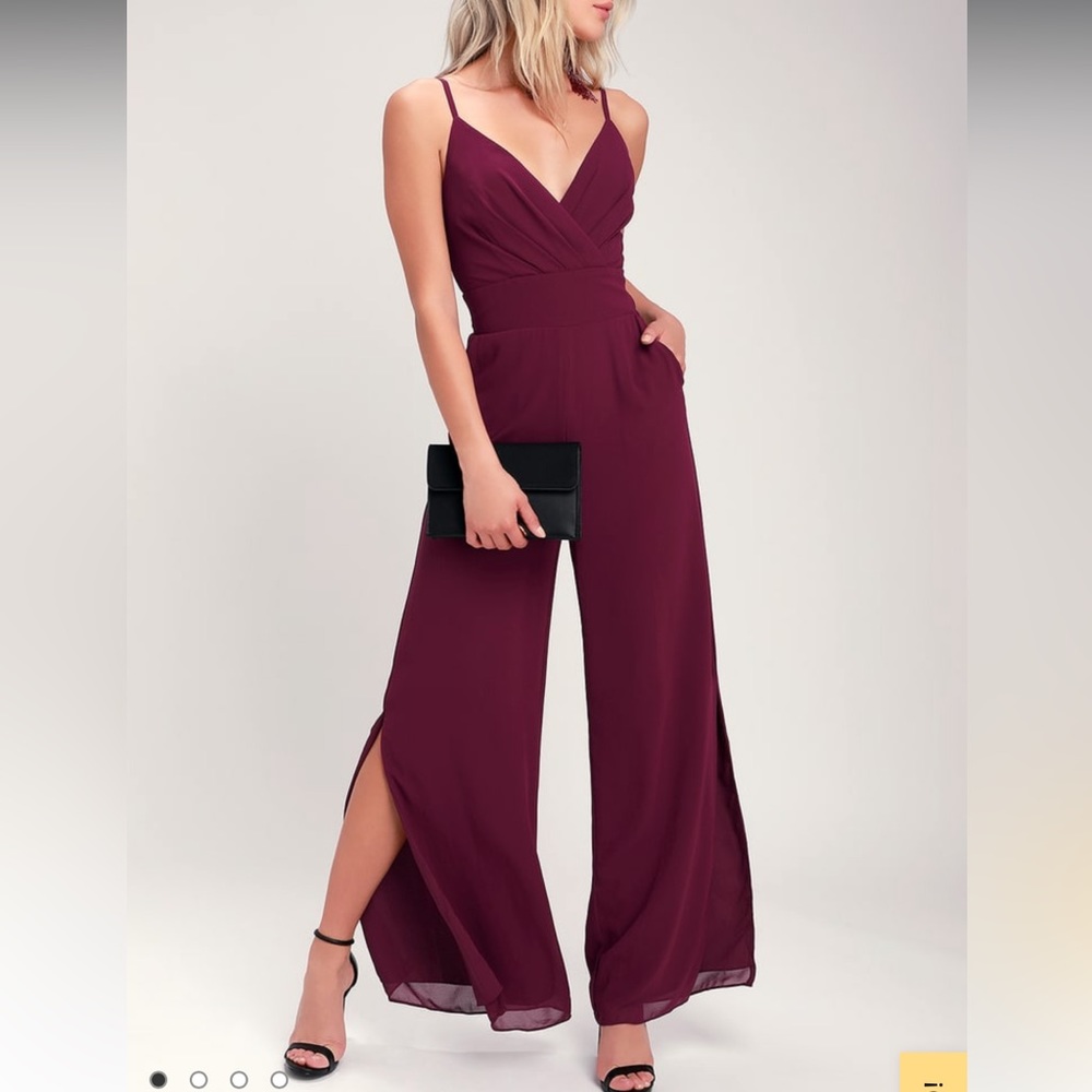 COPY - Lulu’s burgundy wide leg jumpsuit